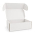 A white custom box with a locking lid, measuring 410 x 255 x 150mm, featuring an open top design and visible branding.