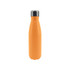 A drink bottle in vibrant orange, made of recycled stainless steel with a double-wall vacuum design and a metallic cap.
