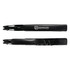 A black wine waiter's knife featuring a corkscrew and a logo. It has a sleek design suitable for elegant settings.