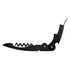 A premium wine waiters knife in black, featuring a corkscrew and a foil cutter. It has a sleek design and a logo.