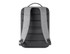 A grey backpack with adjustable straps and a padded back panel featuring a textured design.