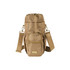 A drink bottle bag in a tan colour, featuring an adjustable strap, zippered front pocket, and a logo.