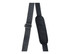 A black adjustable strap with a padded section and branding, designed for use with a cooler bag.