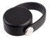 A drink bottle lid in black with a silver button, featuring a handle for easy carrying.