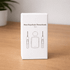 A white box containing the Neo Keychain Powerbank, featuring illustrations of the powerbank design and keychain attachment.