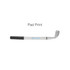 A silver golf pen designed to resemble a golf club, featuring a textured black grip and a logo.