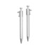 A silver caliper pen with a measurement scale and a retractable tip. It features a sleek, metallic design and has a logo.