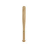 A baseball bat-shaped pen in a light wood colour, featuring a gold band near the writing end and a logo.