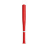 A red plastic pen shaped like a baseball bat, featuring a silver band near the base and a logo at the bottom.