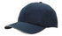 A navy blue cap with a curved brim and contrasting trim, featuring a logo on the front.