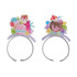 A Foil Topper Headband featuring colourful summer-themed designs, including fruits and fun icons. It has a flexible band.