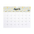 A horizontal wall calendar for April 2027 featuring a floral design in yellow and blue. It has a branded logo at the top.
