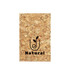 A cork card wallet with a natural finish, featuring a logo and a textured surface made of cork.