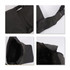 A black messenger bag with a spacious interior and adjustable shoulder strap, featuring a logo.
