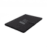 A black portfolio featuring a logo, designed to hold documents and presentations.