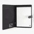 A black RPET portfolio featuring a notepad, card slots, and a recycled symbol on the bottom corner.