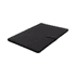 A black portfolio with a smooth exterior and a flap closure, featuring a logo on the surface.