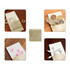 A gold PU leather flip jewelry pouch displaying various items like coins, earrings, and accessories. It features a logo.
