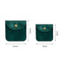 A square velvet jewelry pouch in a deep green colour, featuring a snap button closure, available in two sizes.