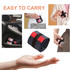 A foldable shopping shoulder bag in navy and red, compactly rolled and easily held in a hand. It includes a branding logo.