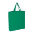 A green cotton tote bag with two handles and a plain design. Features a logo on one side.