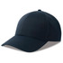 A navy cap made from recycled polyester, featuring a curved brim and an adjustable strap at the back.