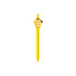 A yellow pen featuring a cute dog character on top, complete with a brown ear and a bone detail.