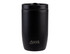 A drink bottle in matte black with a lid, featuring an insulated design and a branding logo.