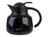 A drink bottle in a sleek black design, featuring a handle and a lid, complete with a strainer and branding.