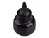A black insulated teapot with a strainer and a secure lid, featuring a sleek, rounded design. It has a logo.