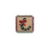 A Jacquard coaster featuring a festive green candy cane design with a red bow, fringed edges, and a beige background.