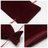 A drawstring flannel wine bottle bag in burgundy, featuring a gathered opening and matching drawstring ties.