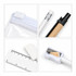A stationery set featuring a clear zip pouch, pencil, eraser, ruler, and sharpener, all in various shades of white and black.