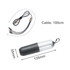A clear capsule storage case with a black bottom and a 100cm braided charging cable inside.