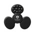 A black tactile fidget spinner featuring various textured surfaces and a logo in the centre.