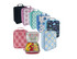 A selection of Sachi Insulated Junior XL Lunch Bags in various colours and patterns, including floral and checkered designs.
