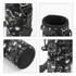 A drink bottle carrier in black with a fun space-themed design featuring cats and UFOs. It includes a strap and has a logo.