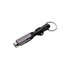 A braided charging cable in grey and black, featuring a keyring attachment for portability.