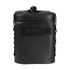 A black soft cooler bag with a sturdy handle and side straps for easy carrying. It features a simple, sleek design.