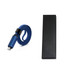 A blue 60W long charging cable with a textured design, coiled and presented alongside a sleek black box.