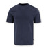 A navy blue short-sleeved t-shirt with a simple design and a discrete logo.