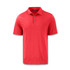 A red men's polo shirt with a collar and three buttons, featuring a logo on the chest area.