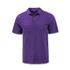 A purple men's polo shirt with a collar and three buttons, featuring a logo on the chest.