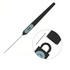 A long black meat thermometer with a digital display and a sleek design, featuring a probe for measuring temperatures.