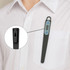 A black instant read meat thermometer with a long probe, featuring a digital display and a pocket clip.
