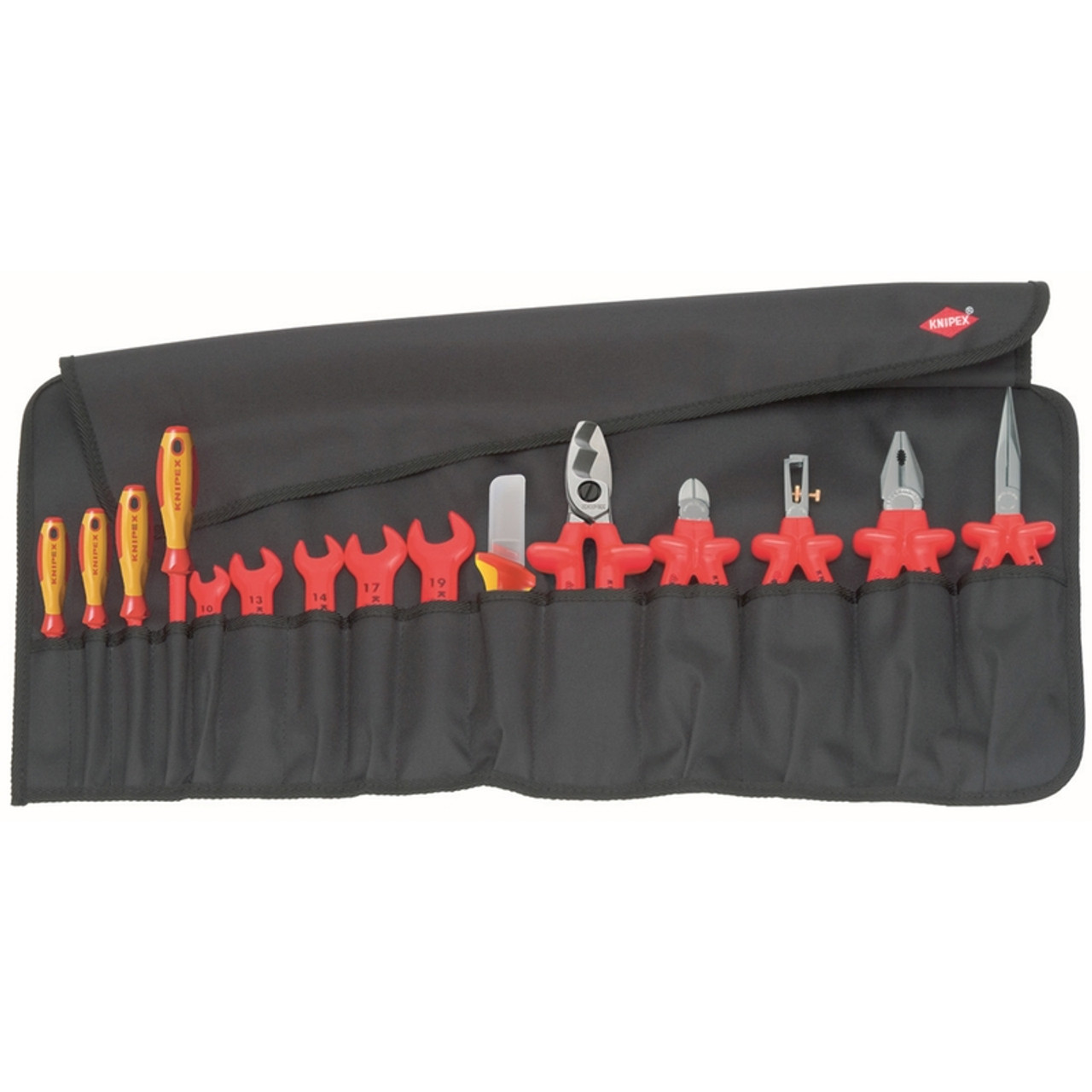 Knipex 98 99 13 15 Pc Tool Roll Bag-1,000V Insulated - KTOOL