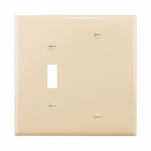 Eaton Wiring Devices PJ113V Wallplate 2G Toggle/Blank Poly Mid IV