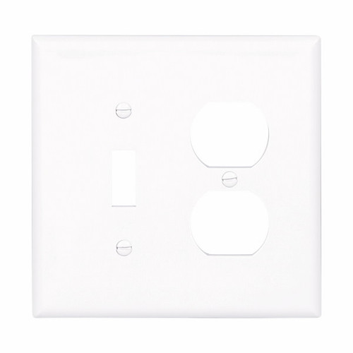 Eaton Wiring Devices PJ18W Wallplate 2G Toggle/Duplex Poly Mid WH