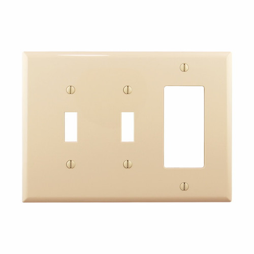 Eaton Wiring Devices PJ226V Wallplate 3G 2Toggle/Deco Poly Mid IV