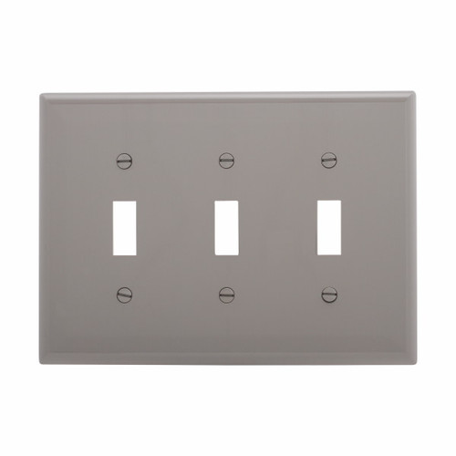 Eaton Wiring Devices PJ3GY Wallplate 3G Toggle Poly Mid GY